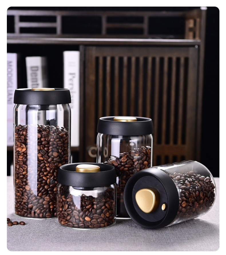 Food Storage Jar Glass - Kahve Çekirdeği Saklama Kavanozu, Vakumlu Kavanoz,