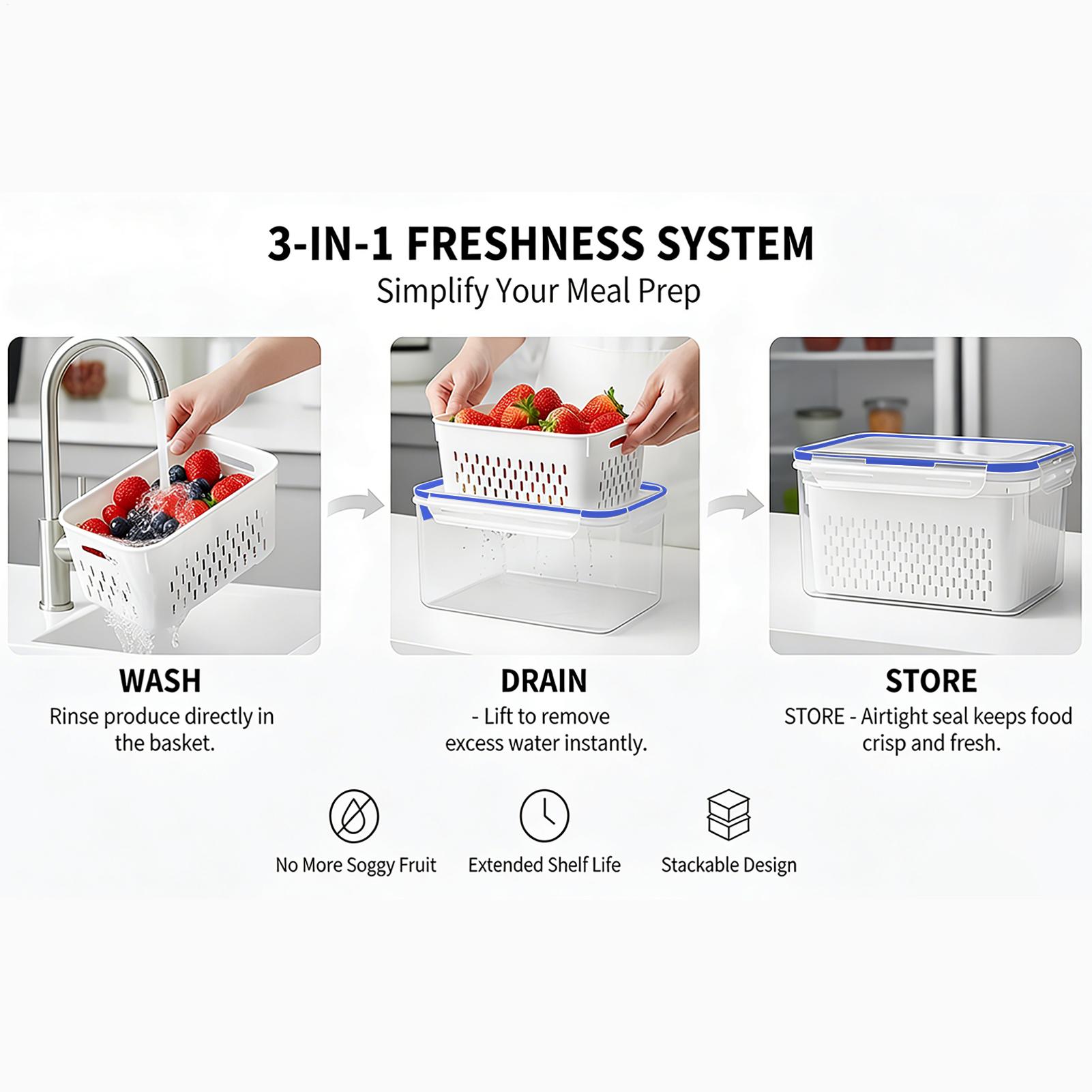 Food Storage Containers - 4'ü 1 Arada Gıda Saklama Kabı