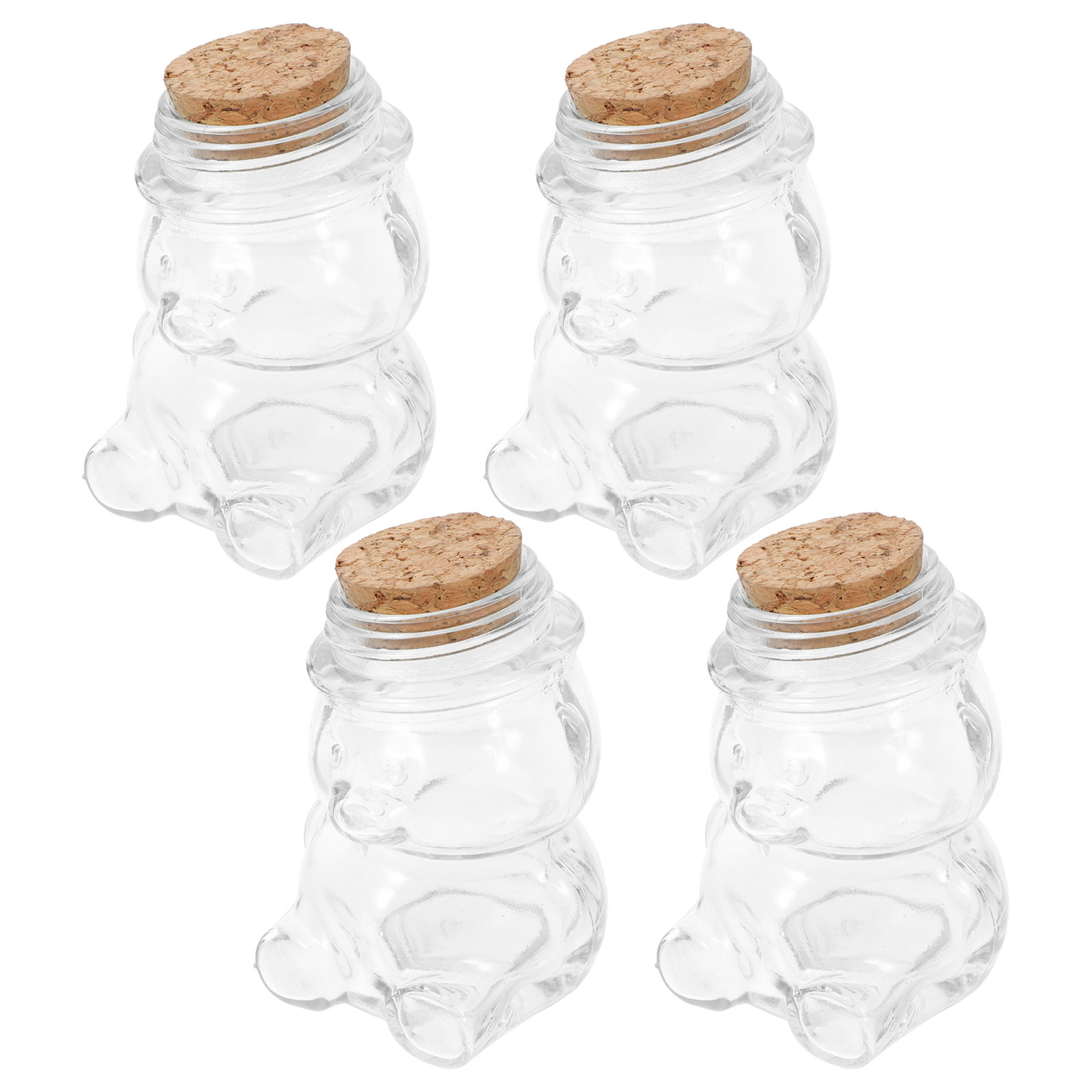 Food Storage Jar Glass - 4 adet cam şeker kavanozu seti