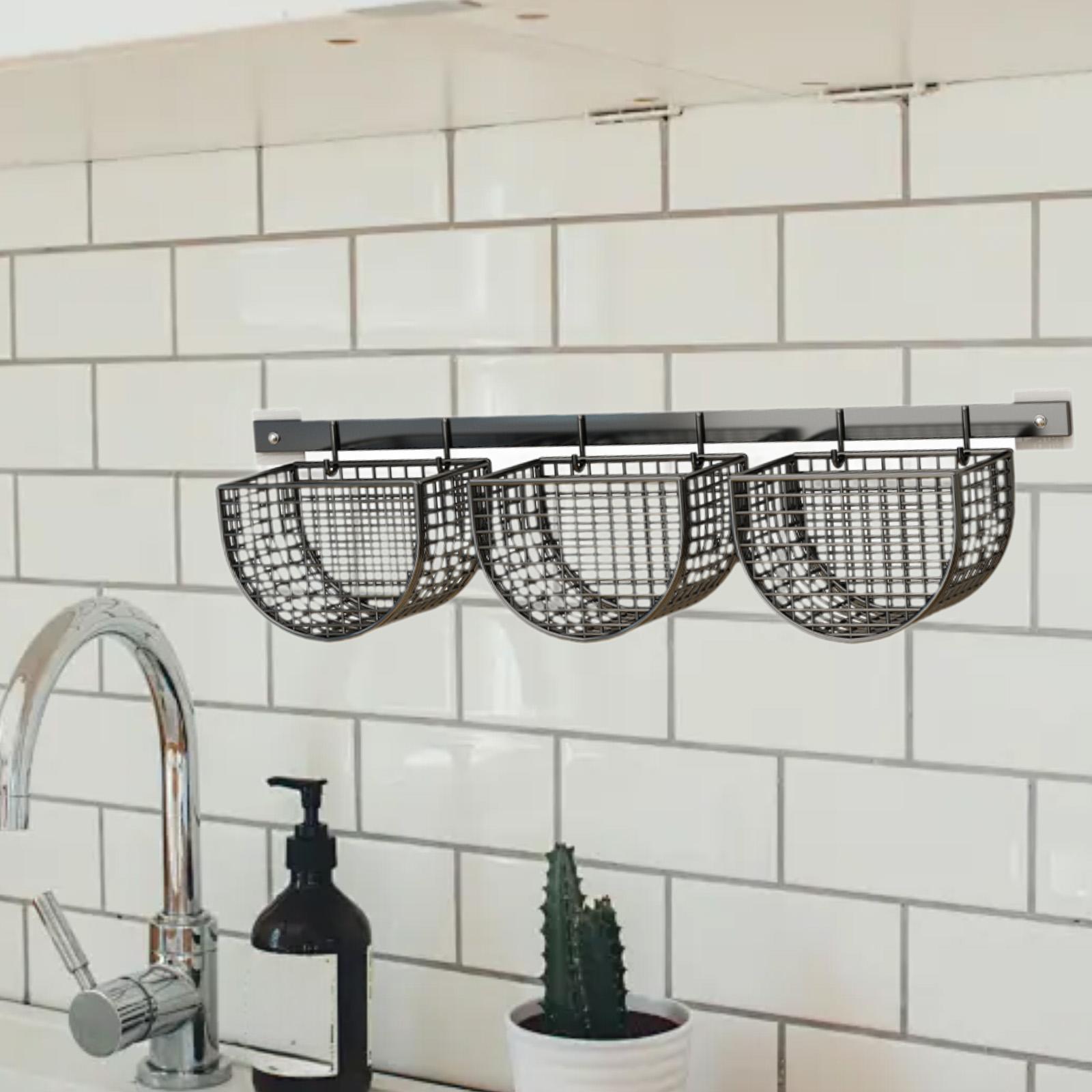 Food Storage No Pantry - Metal Asılı Duvar Sepeti Düzenleyici Deliksiz