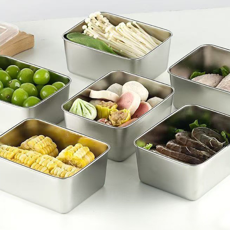 Food Storage Box Set - 6 Parçalı Paslanmaz Çelik Gıda Saklama