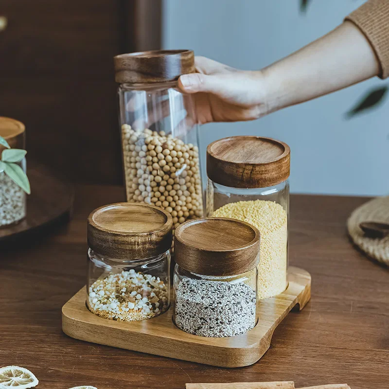 Ahşap kapak Orgnizer cam hava  - Food Storage Jar Glass incelemesi ve fiyatı